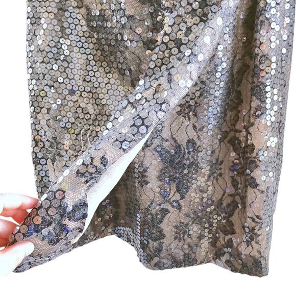 Vintage Plunge Back Mesh Lace Dress 8 Side Ruching Cocktail Formal Old Hollywood - Picture 6 of 9